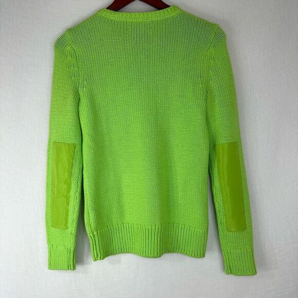 Lauren Ralph Lauren Active Lime Green Knit Sweater Womens Small NWT Elbow Pads - Picture 2 of 8